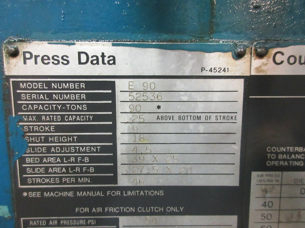 NIAGARA E SERIES 90 TON OBI PRESS