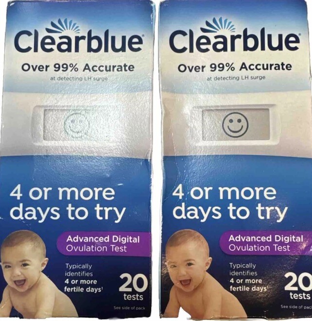 Two (2) Boxes Of Clearblue Advanced Digital Ovulation Predictor Kit 20 Total 40