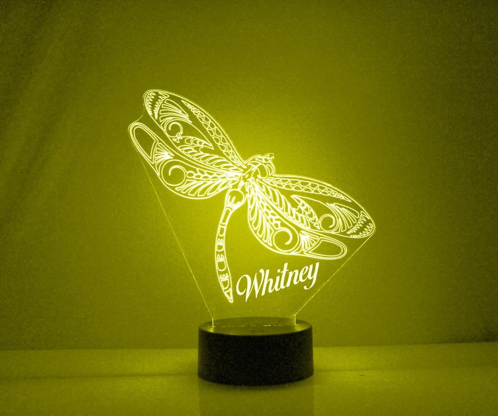 Dragonfly Personalized Night Lamp - FREE Engraved Name - LED Night Light