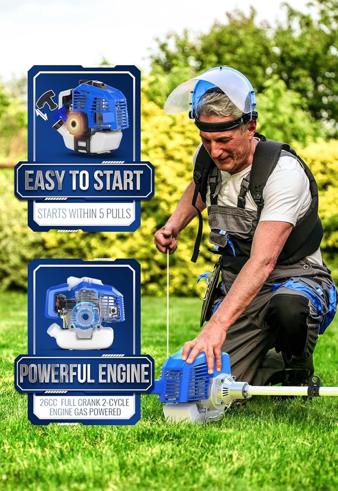 WILD BADGER POWER 26cc Weed Wacker Gas Powered, 3 in 1 String Trimmer/Edger 17''