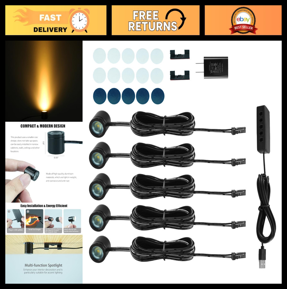 USB Powered Mini LED Spotlights with Magnetic Base - Accent Lighting for Artwork