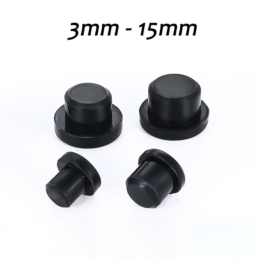 Round Solid Silicone Rubber Drill Hole Plugs Push In Compression Stem 3mm~15mm
