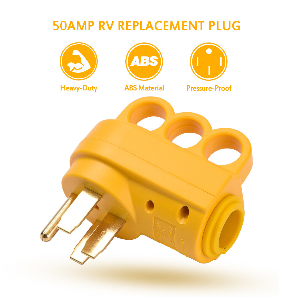 Universal 50 Amp RV Replacement Male Plug - 4 Prong Plug 125/250V Power Adapter