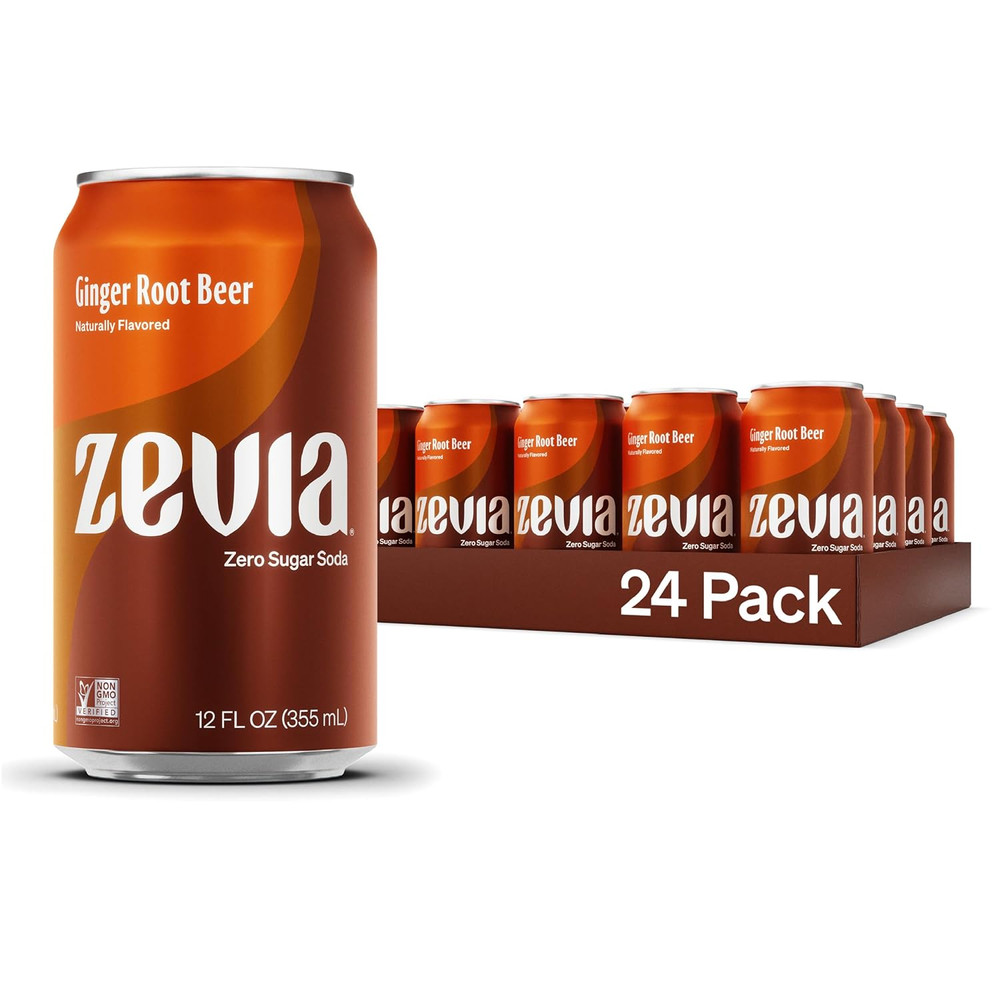 Zero Calorie Soda, Ginger Root Beer, 12 Ounce Cans (Pack of 24)