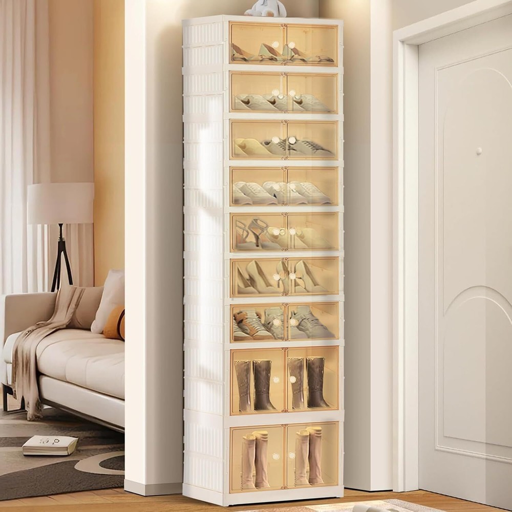 Foldable Shoe Organizer Storage Box, Portable Extra Large Folding Shoe Rack