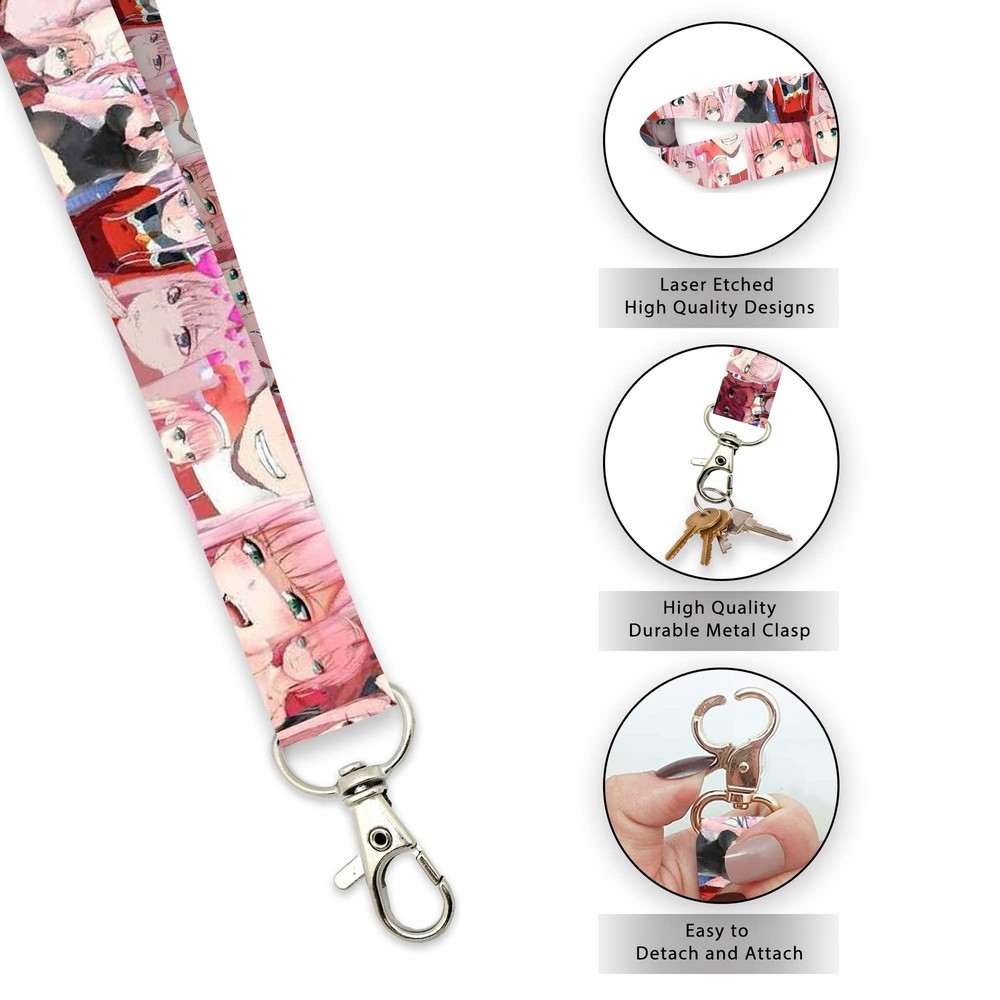 Zero Two Darling Lanyard Keychain Pink