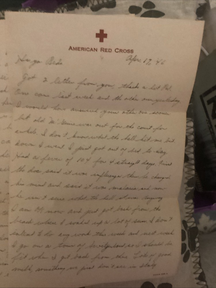American Red Cross Letter Dated 1946.