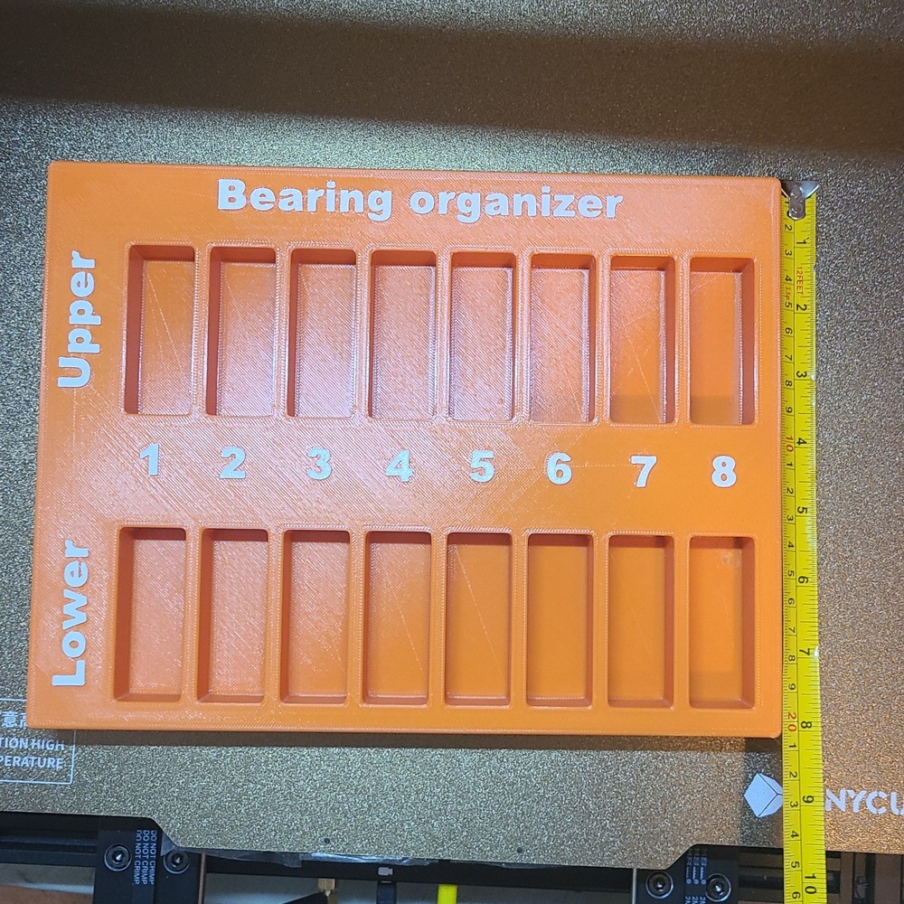 3D Printed Engine Bearing Organizer Tray – Orange PETG – Upper & Lower Set