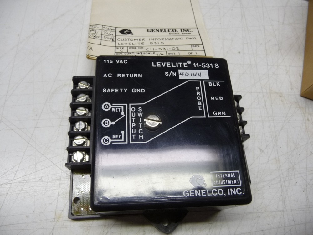 Levelite Model #11-531S, 1 Probe Level Controller, 1 - SPDT Contacts, 115 Vac