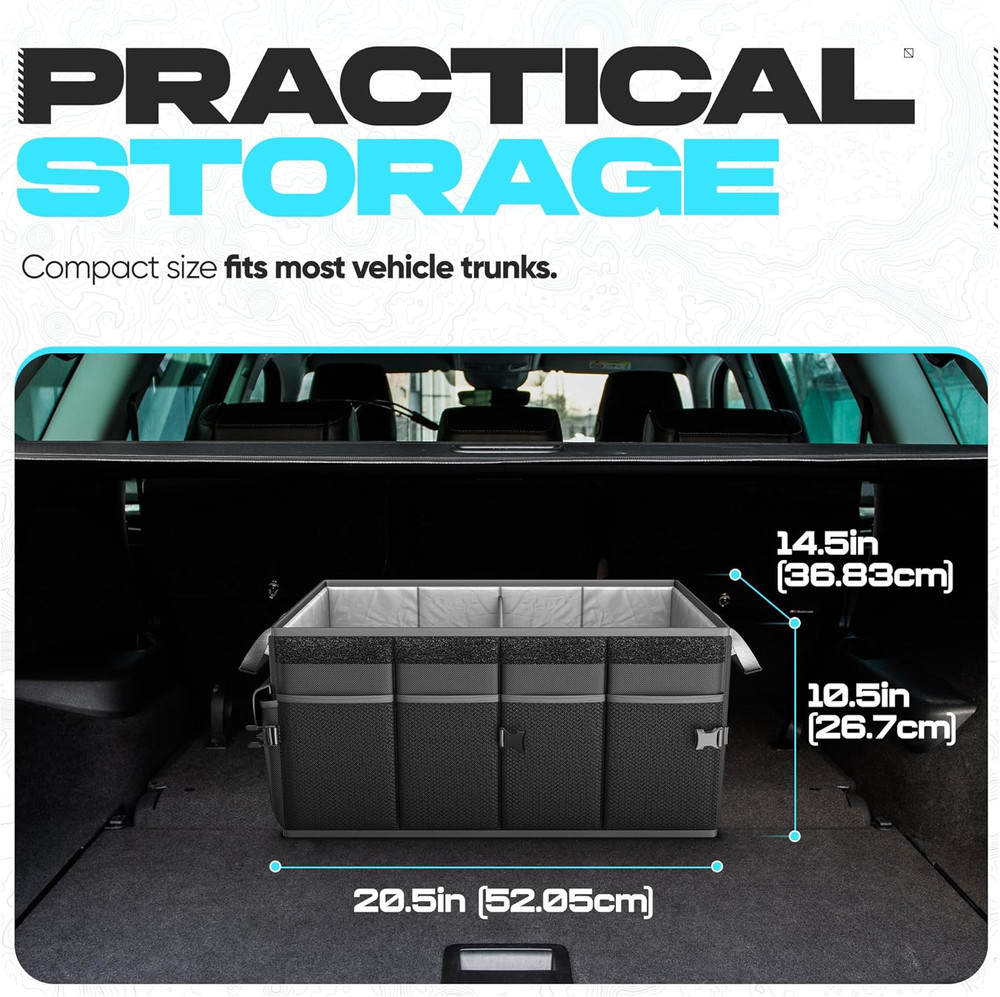 Car Boot Organiser, Collapsible Multi Compartment SUV Organizer, Foldable Storag