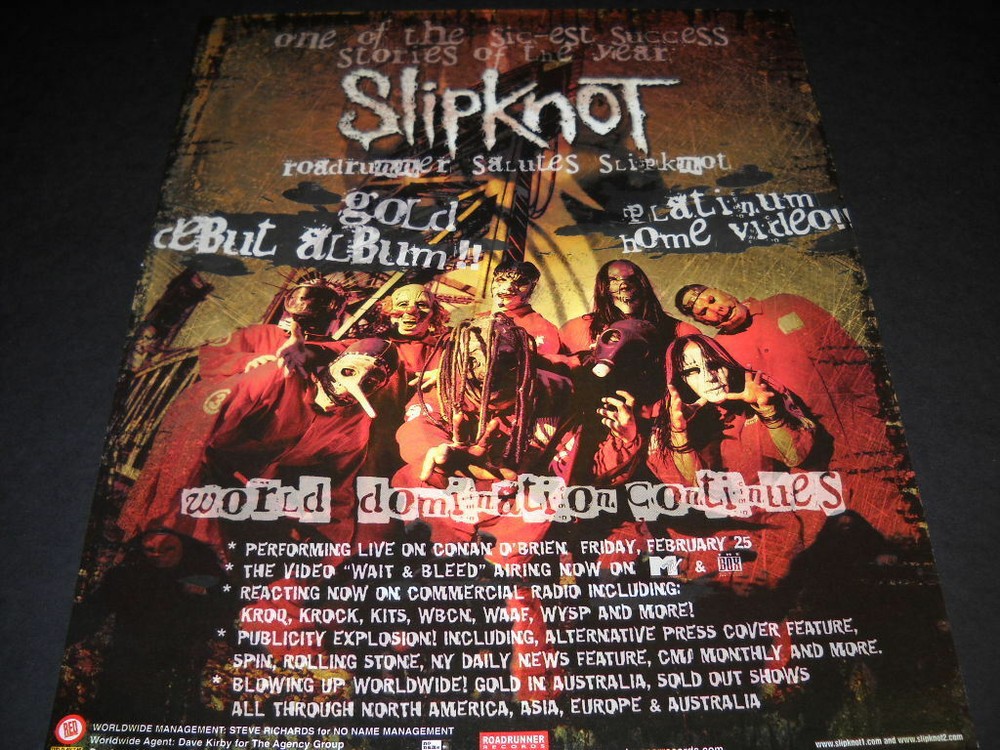 SLIPKNOT World Domination Continues original 2000 PROMO DISPLAY AD