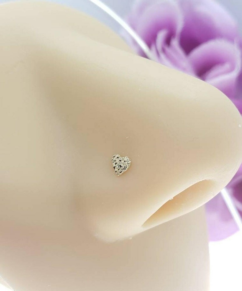 NUGGET 14K Solid Yellow Gold , Nugget Bar Nose Stud, 3 different style Nose Stud