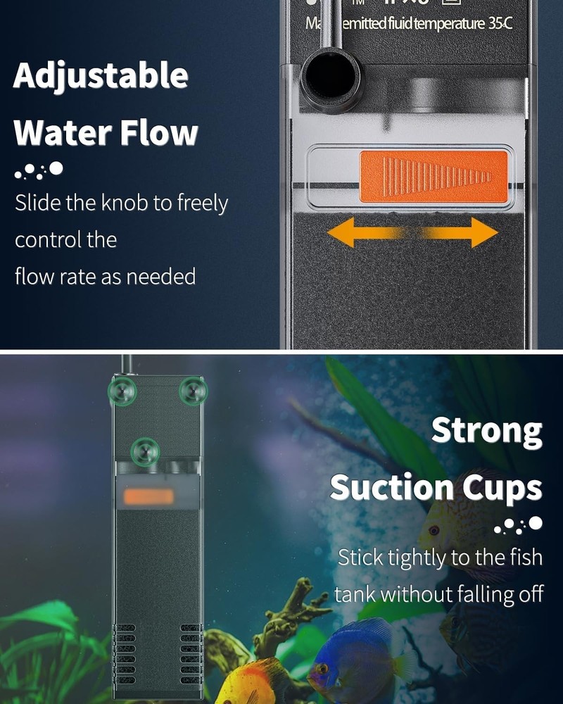 Compact Submersible Fish Tank Filter for Crystal Clear Water and Oxygen Boost