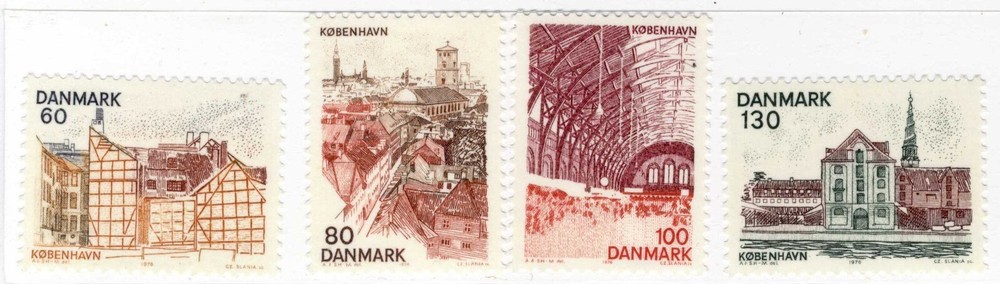 1976 DENMARK STAMP SC 586 587 588 589 MLH OG