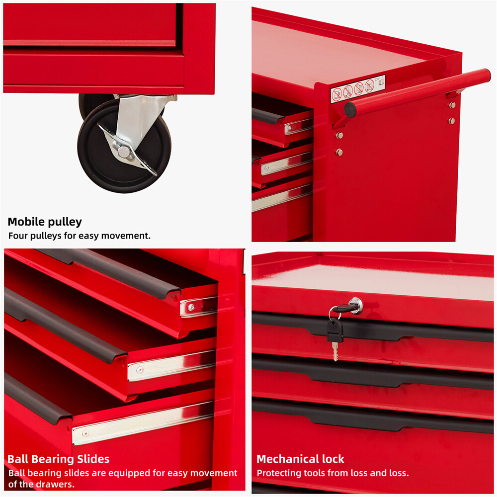 7-Drawer Rolling Tool Chest Cabinet,Large Capacity Metal Tool Box on Wheels&Lock