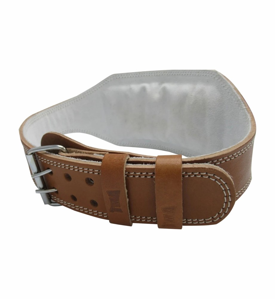TMA Original Leather Gym 6" Training Weight Lifting Belt Back Support