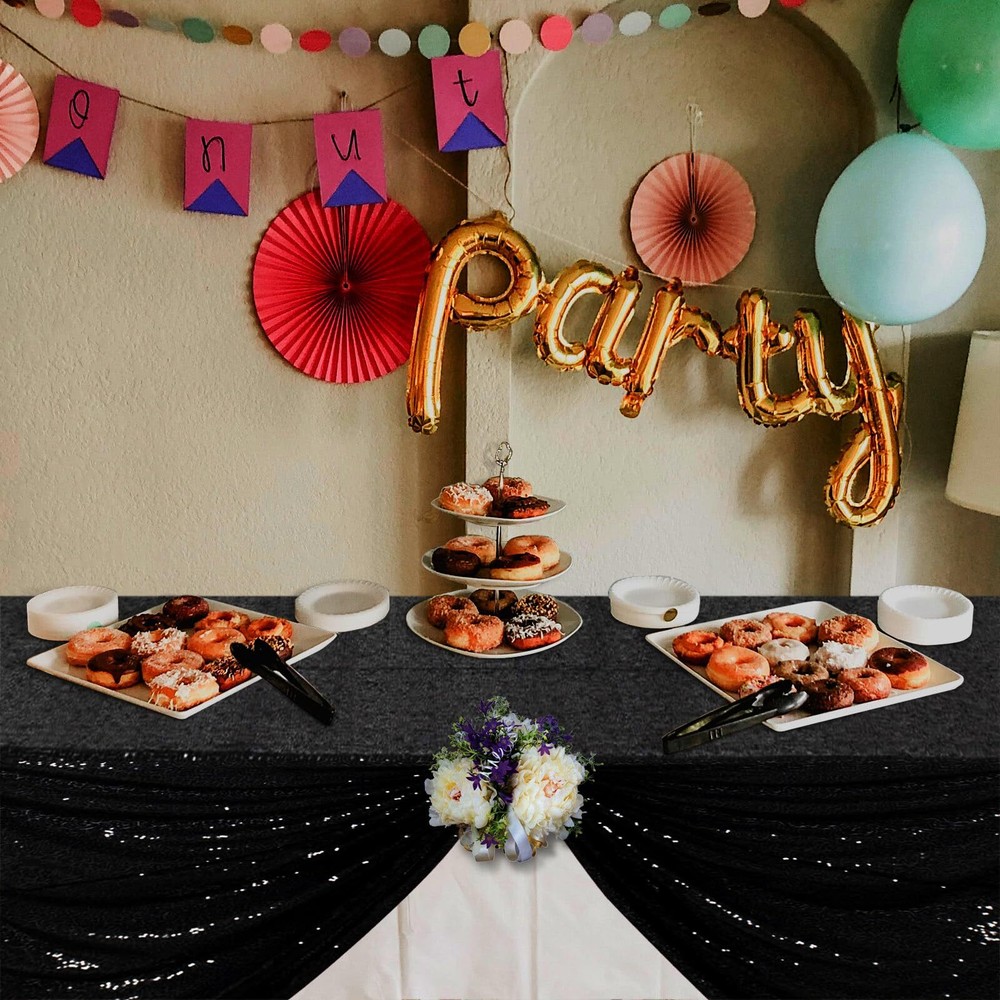 Square Tablecloth-50 x 50-Inch Tablecloth Black Wedding Tablecloths Sequence ...