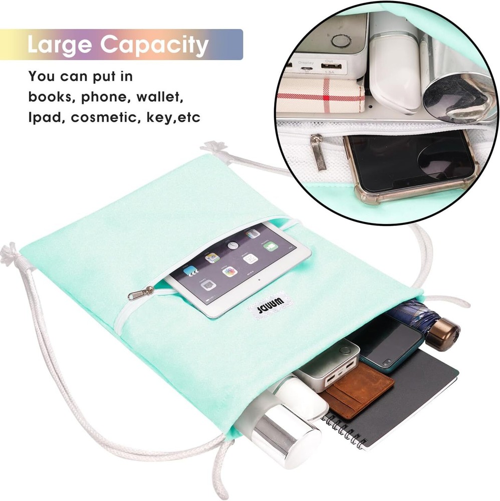 WANDF Drawstring Backpack String Bag Sackpack Cinch Water Mint Green