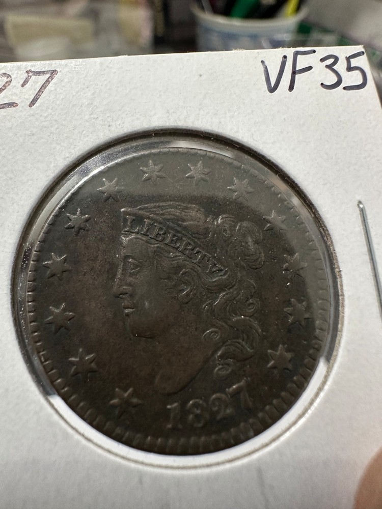 1827 coronet head large cent VF---XF