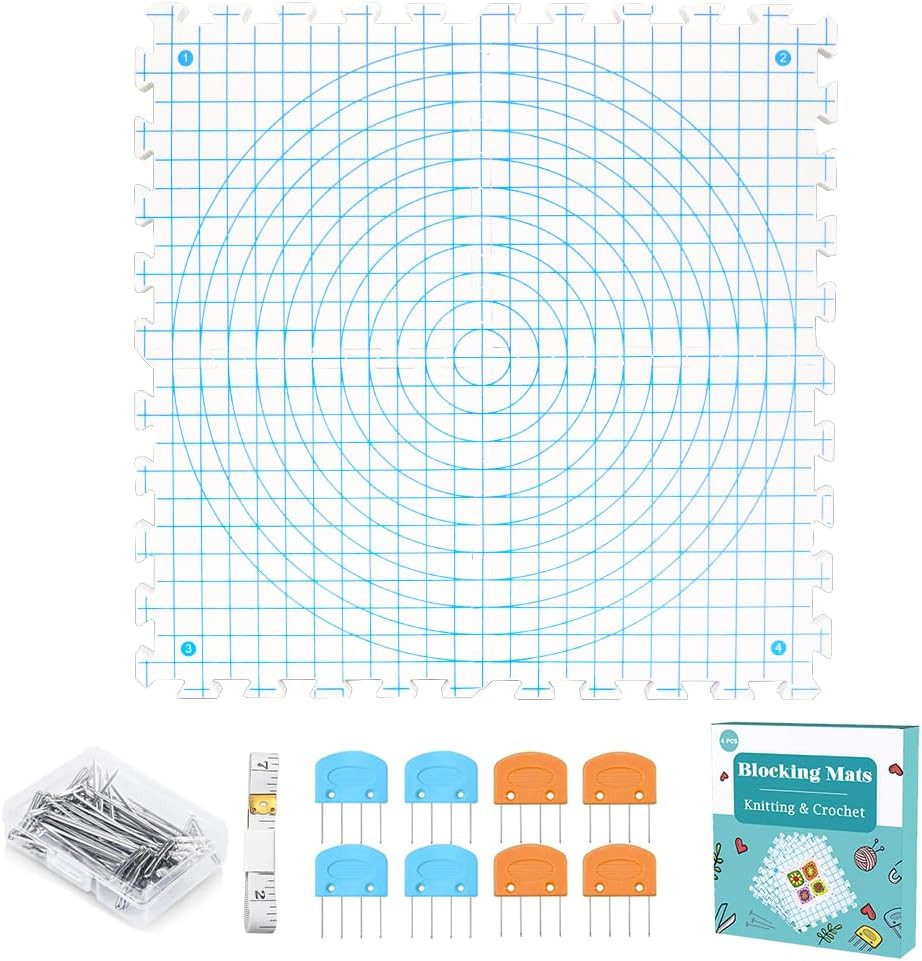 Blocking Mats for Knitting & Crocheting - Extra Thick Blocking Boards with Grids
