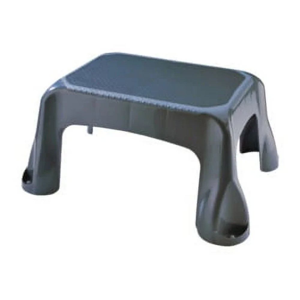 Plastic Step Stool, In- Tread, 1-Step, Gray