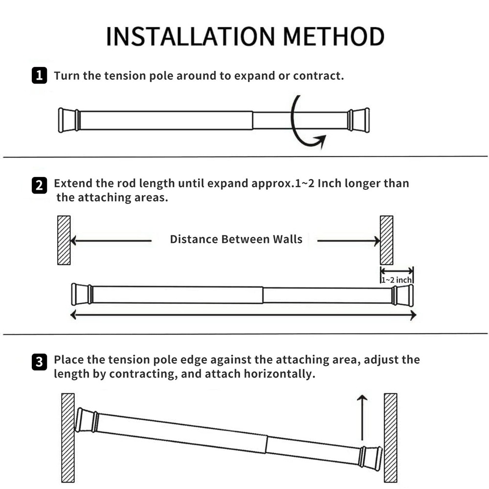 6 Pack Spring Tension Curtain Rod Adjustable Length for Kitchen, Bathroom, Cu...