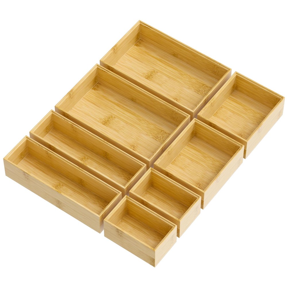Greatseas Bathroom Drawer Organizer Trays, Bamboo Silverware 8 PCS,