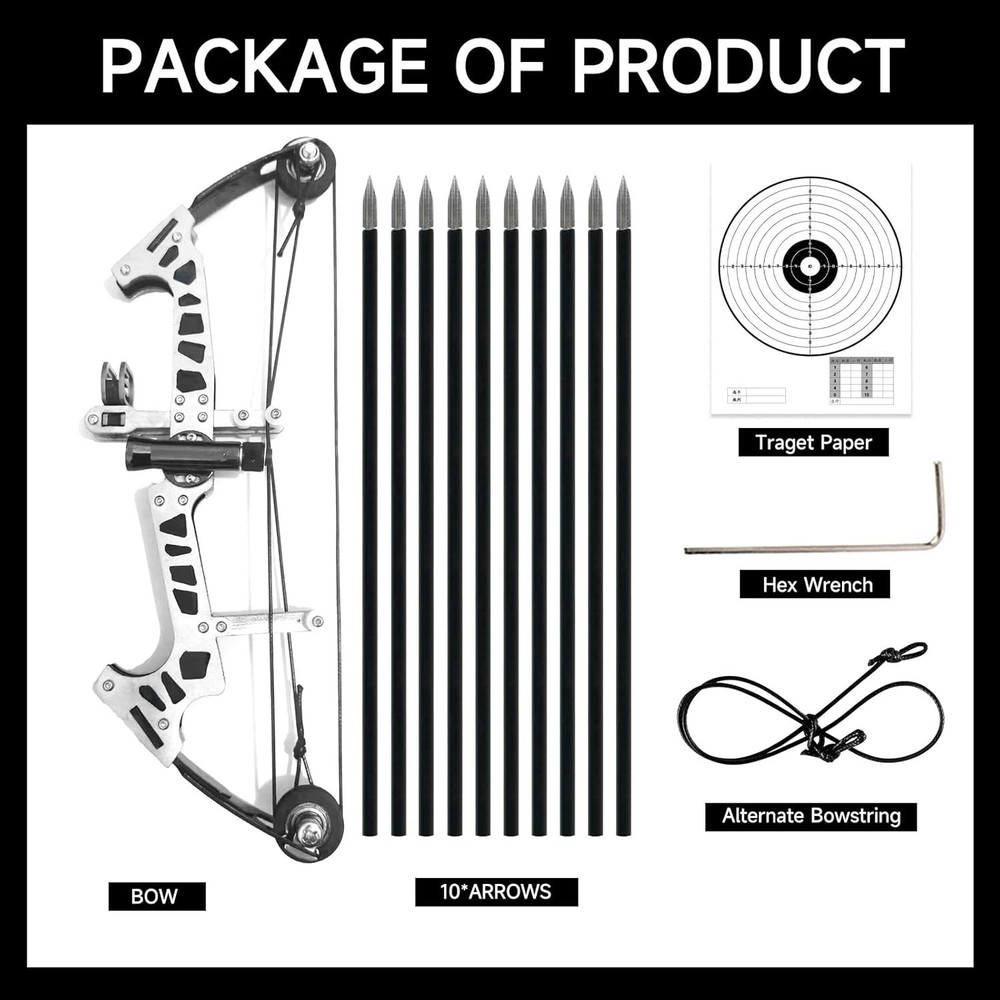 Complete Archery Set: Laser Compound Bow, 10 Arrows, and Target - Ambidextrous