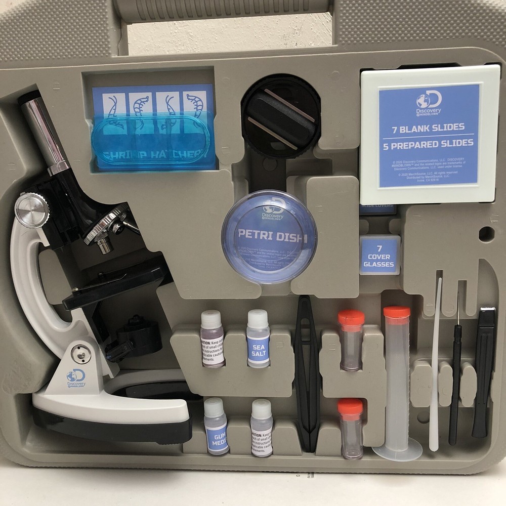 Microscope Set 48-Piece with Durable Metal Framework, 120X-1200X Magnification