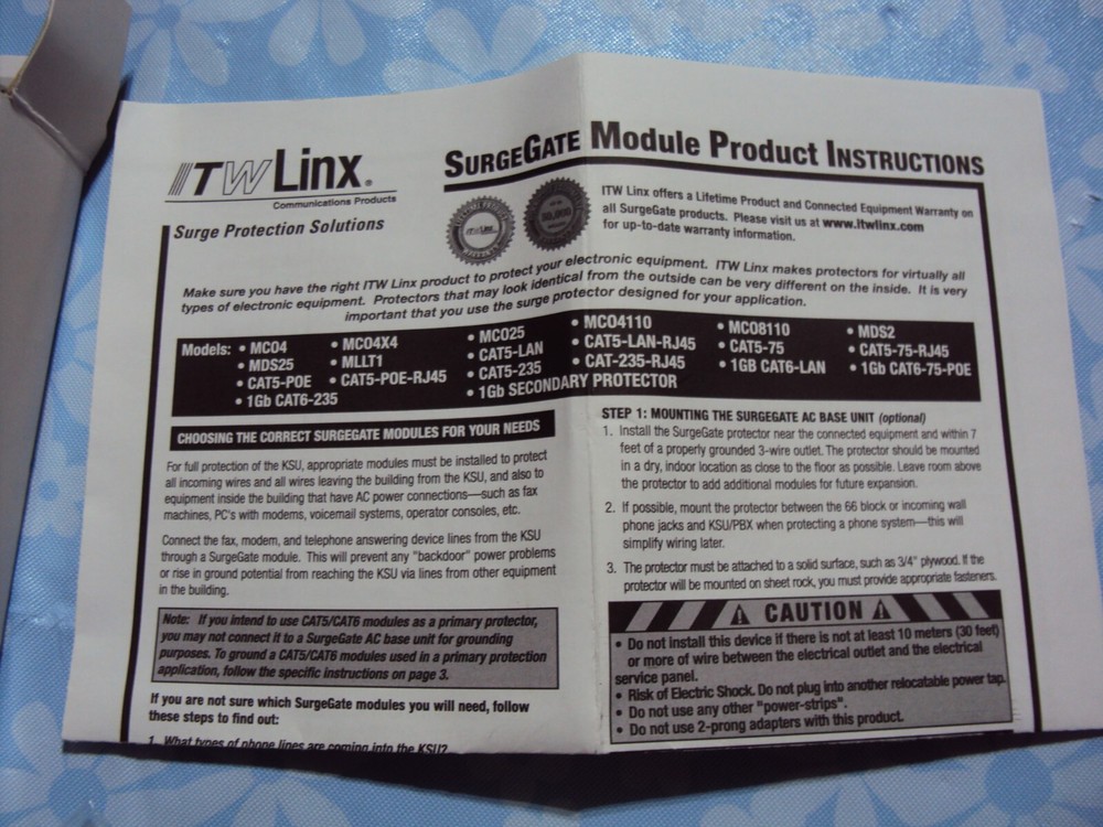 ITW Linx SurgeGate CAT6A-75 Modular Protection NIB