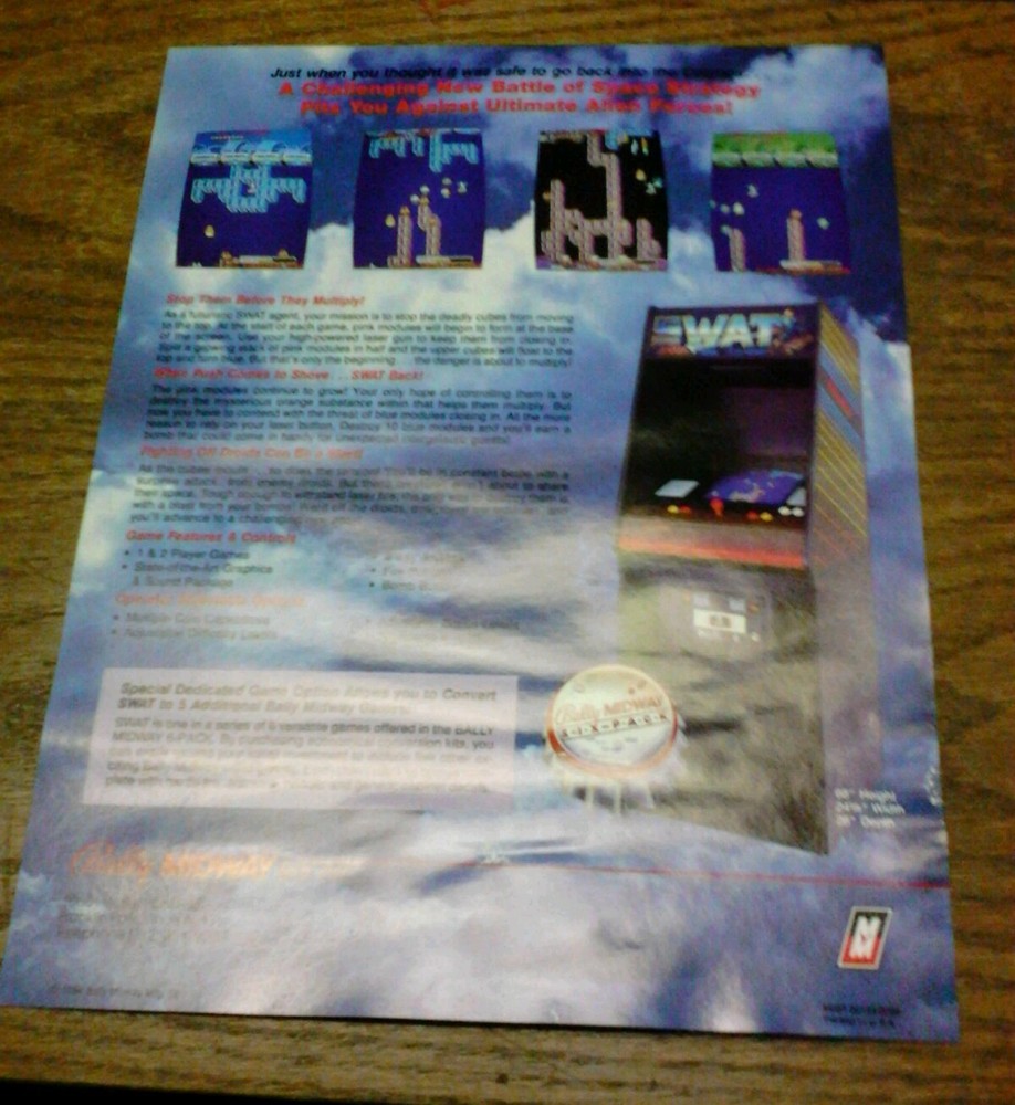 Bally/Midway SWAT Arcade Video Game flyer- original