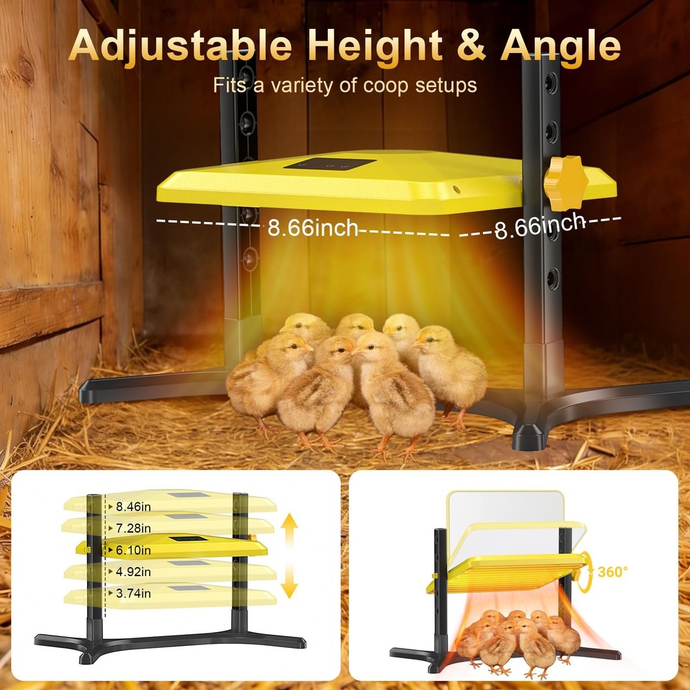 UL Certified Chick Brooder Heater Plate 50-158℉ Smart Thermostat 360° Angle