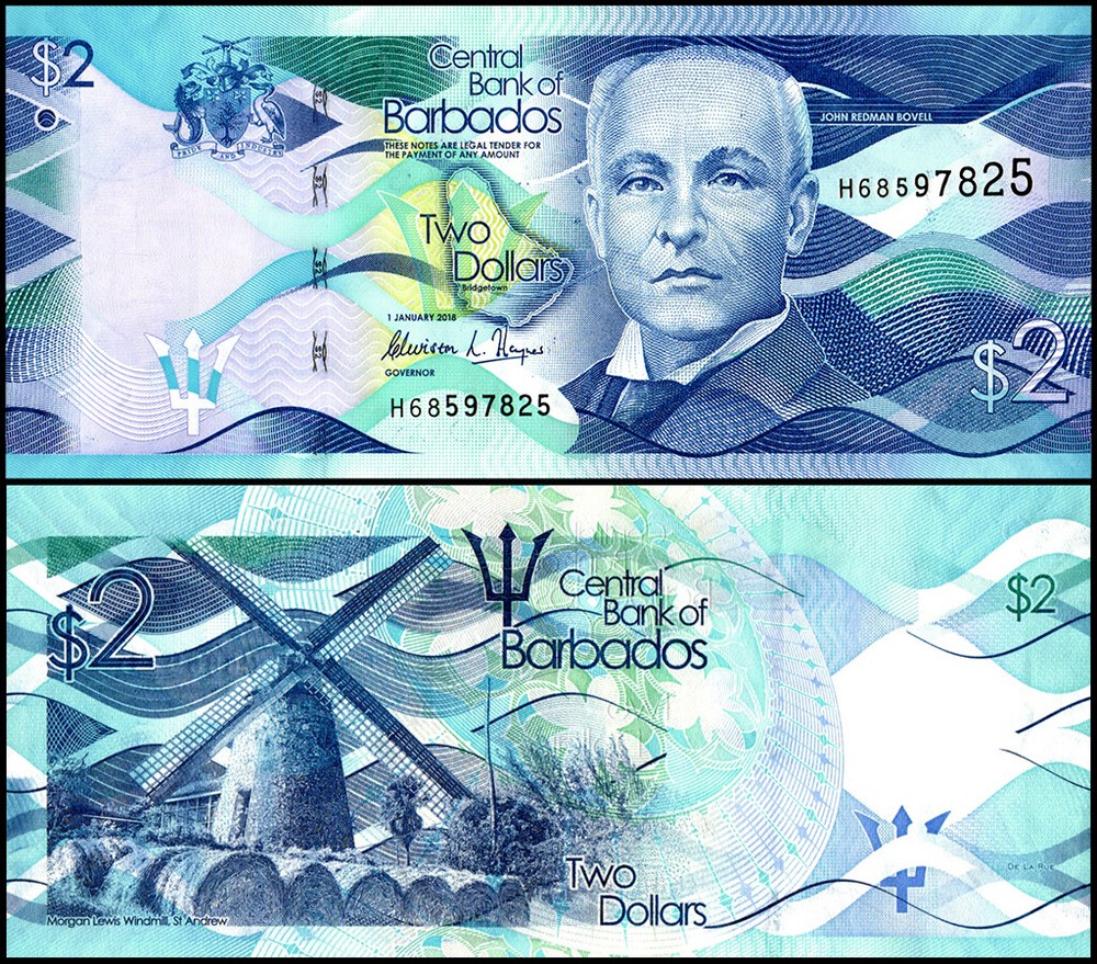 Barbados 2 Dollars, 2018, P-73d, UNC