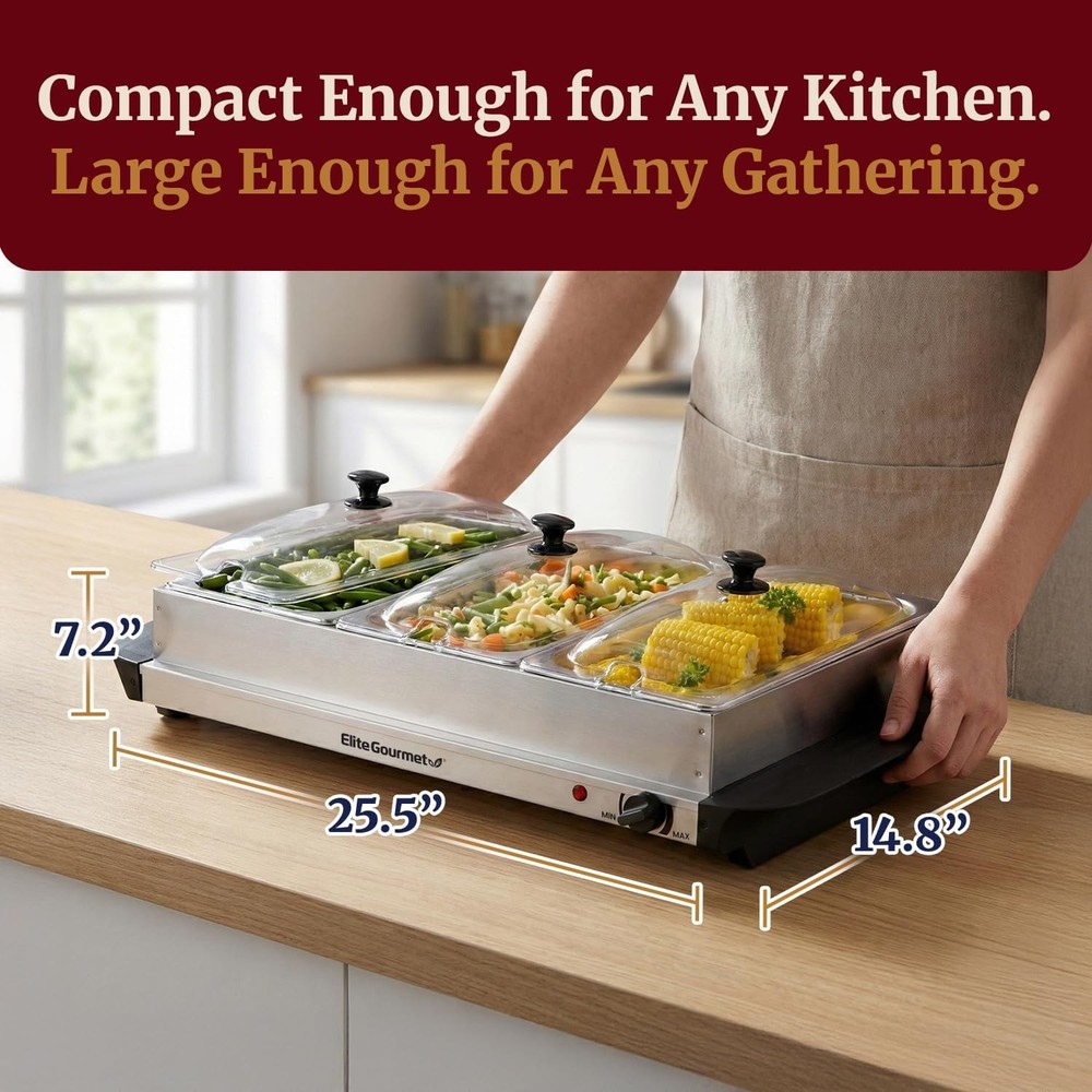 Triple Tray Buffet Server with Temperature Control