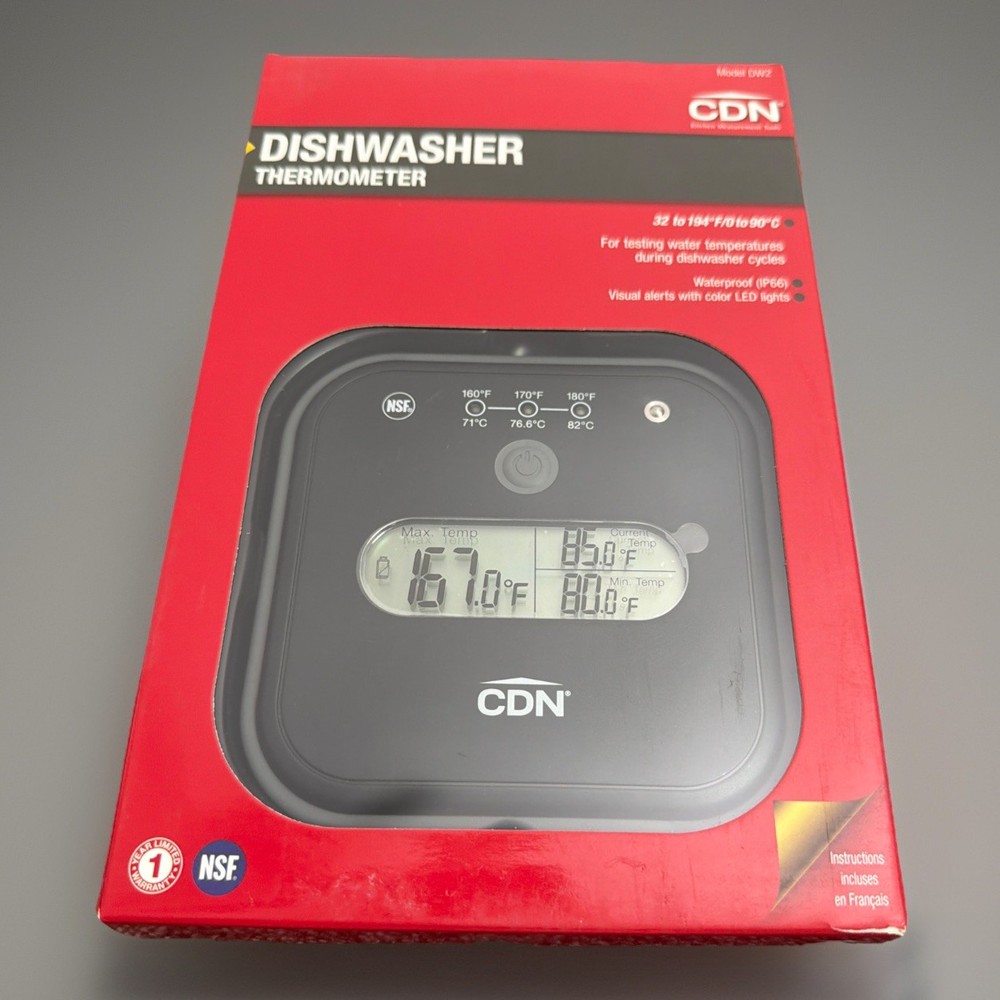 New CDN DW2 Waterproof Dishwasher Thermometer IP66 LED