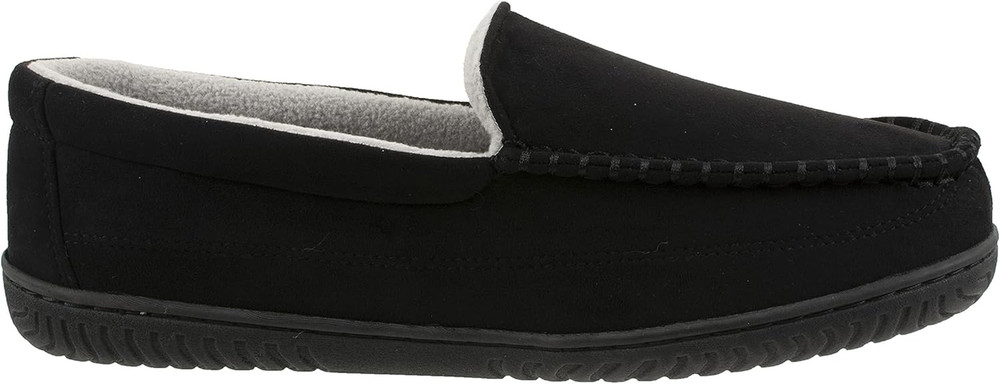 Men'S Slipper with Memory Foam, Classic Soft Microsuede Moccasin, Solid Black, M