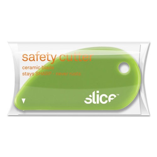 slice Safety Cutters, Fixed, 0.1" Ceramic Blade, 2.4" Plastic Handle, Green
