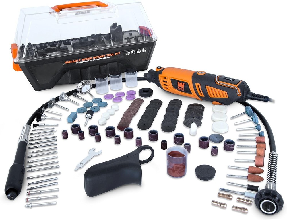 Variable Speed Rotary Tool 1.3 Amp 190 Piece Accessory Kit Flex Shaft