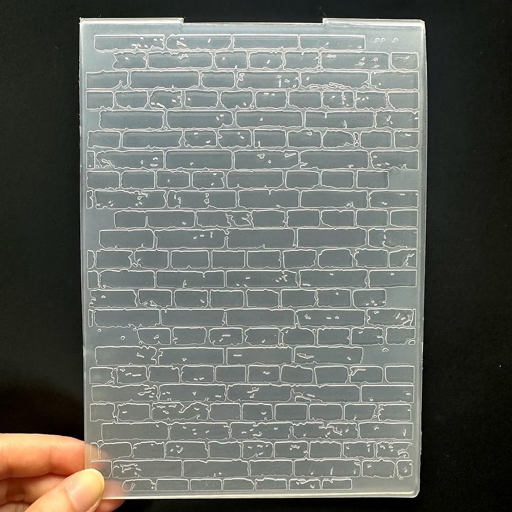 3D Plastic Embossing Folder Template Christmas Dotted Brick Wall white