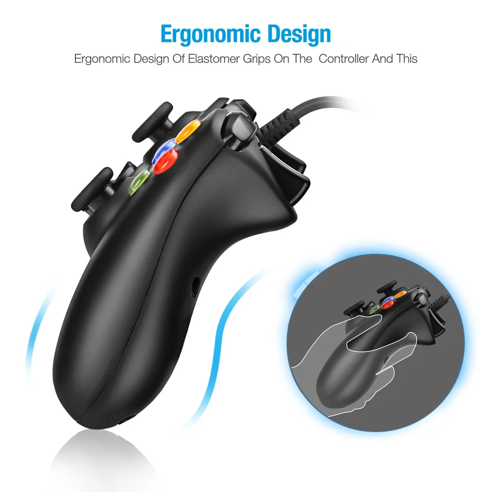 XBOX 360 Wired USB Game Controller Gamepad for Microsoft XBOX 360&PC WIN 7 8 10