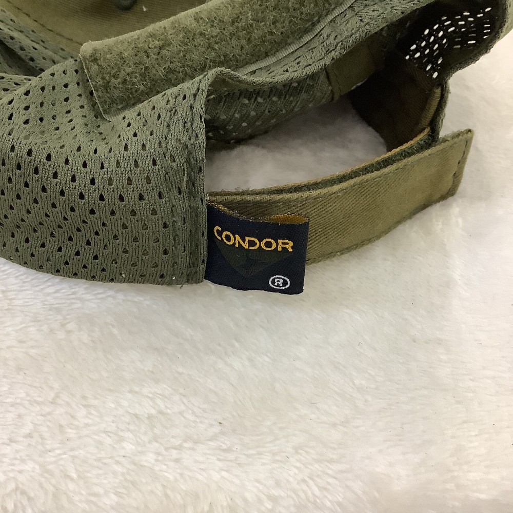 CONDOR TACTICAL MESH ADJUSTABLE GREEN HAT HOOK & LOOP W/2 PATCHES