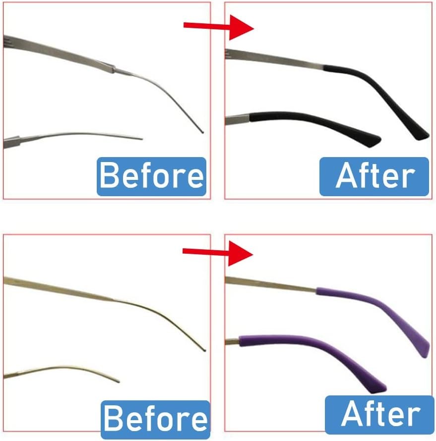 8 Pairs Silicone Eyeglass Temple Tip Sleeves Thin