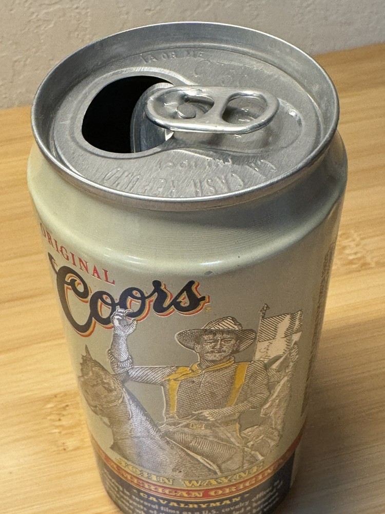 Coors John Wayne - Cavalryman - Empty Beer Can top opened