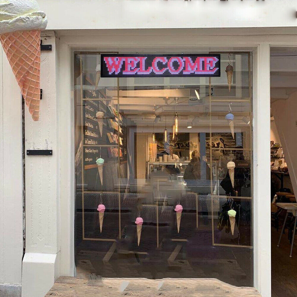 LED Sign 40" X 8" Scrolling Message Display Board 7 Color Programmable