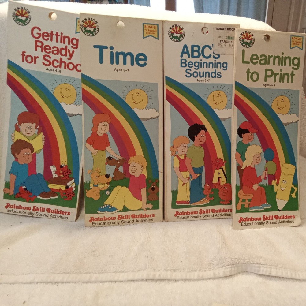 4 Vintage Rainbow Skill Builders Learning activity books Education 4-7 diff pre