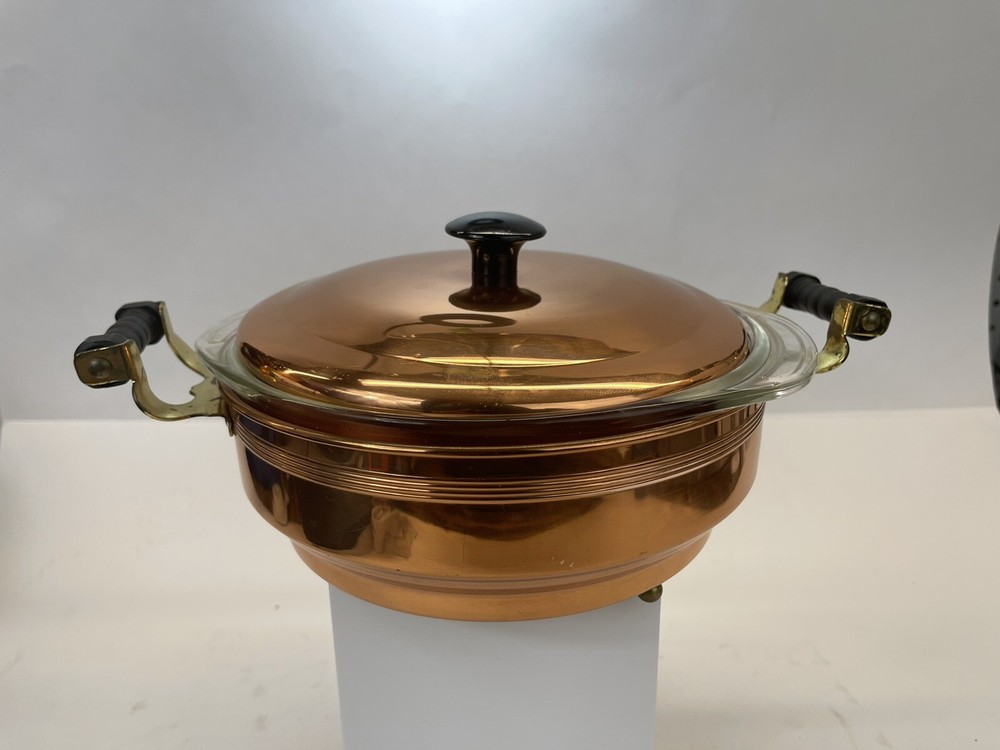 Vintage 1950s CopperCraft Guild Copper Buffet Casserole Pyrex Insert