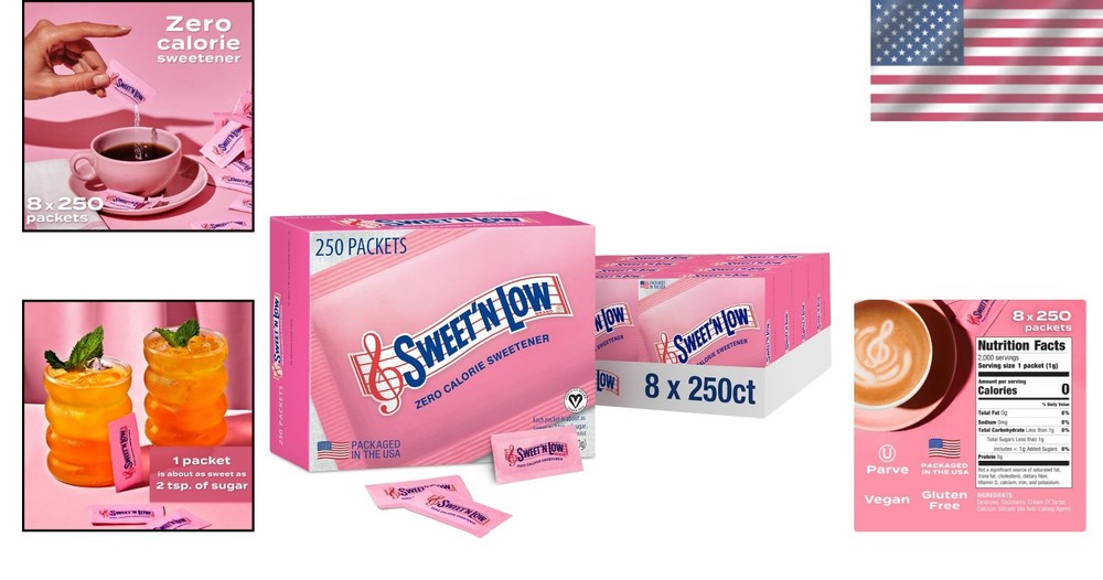 Zero Calorie Sweetener Packets, 8 Boxes, Individual Packets