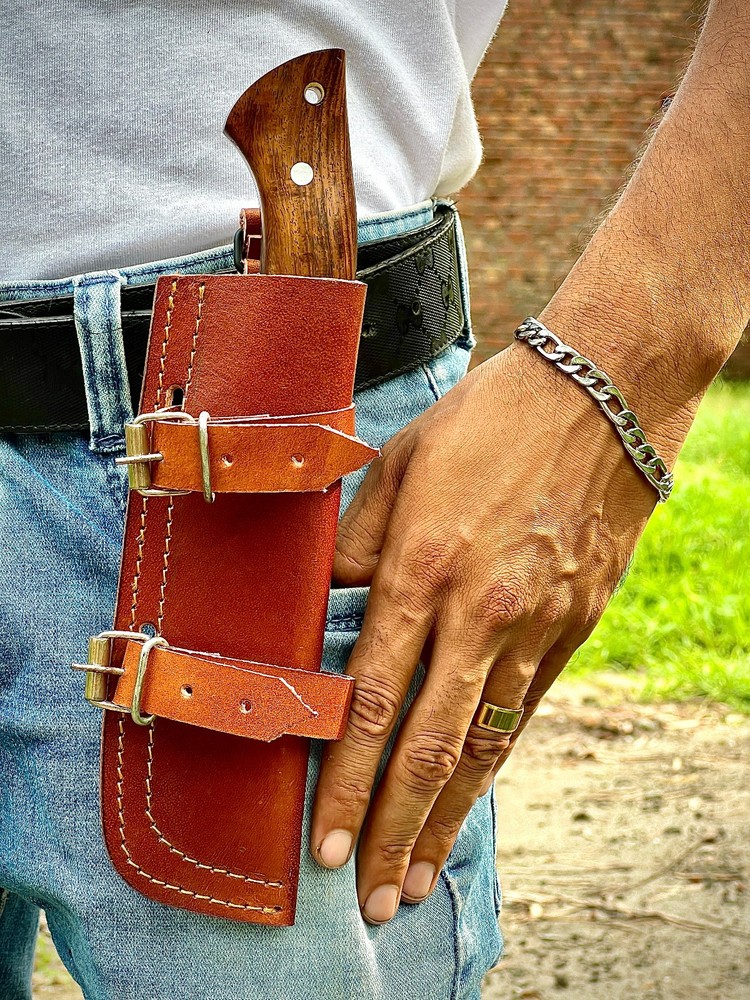 Universal 10" Fixed Blade Knife Sheath - Pure Cow Leather - Custom Engraved