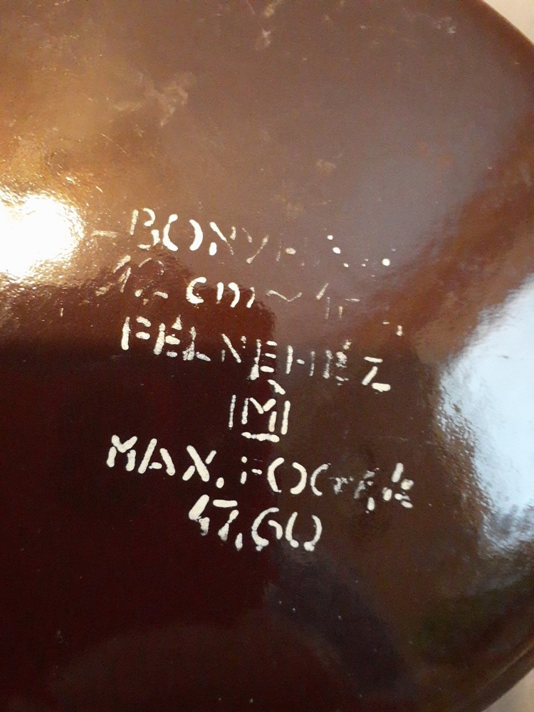 Vintage Bonyhad Brown enamel Pot enamelware