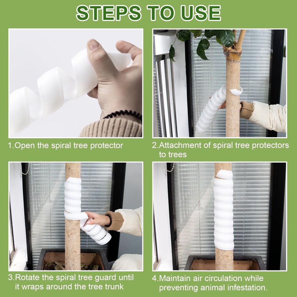 4/6/8 Pcs Tree Trunk Protector-2 Size Plastic Spiral Guard Trunk...